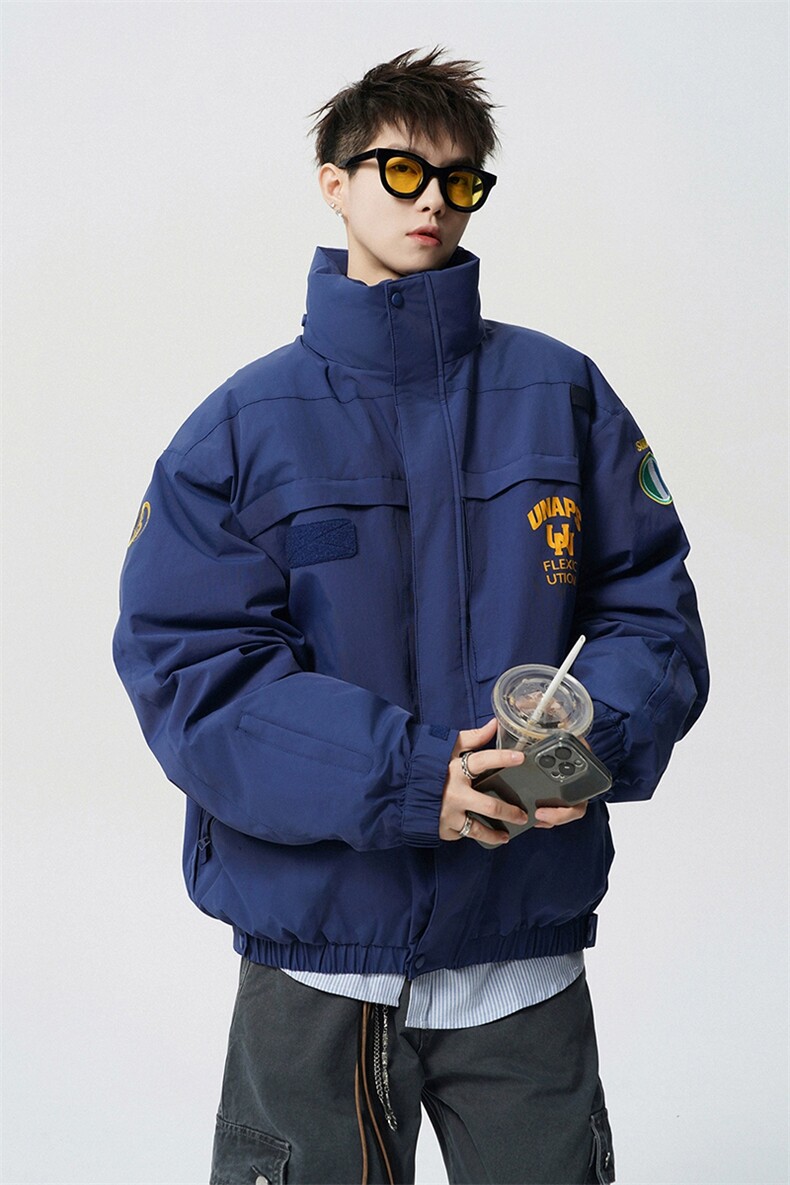 2025冬季美式潮牌立领夹克保暖羽绒服男潮牌休闲宽松羽绒服外套,男装夹克,电商A234