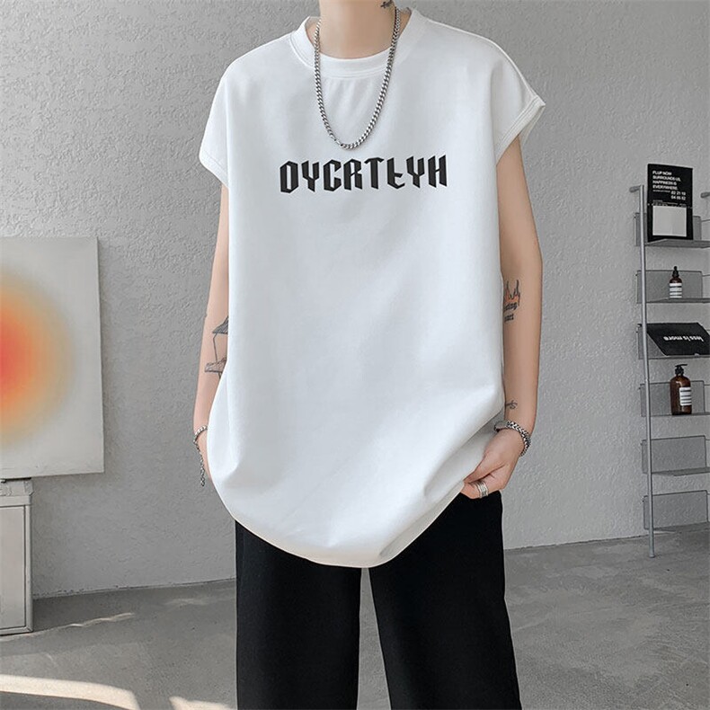 短袖背心男夏季新款港风宽松鹿皮绒圆领套头大码坎肩T9933-P19，男装背心/马甲，星座214-3