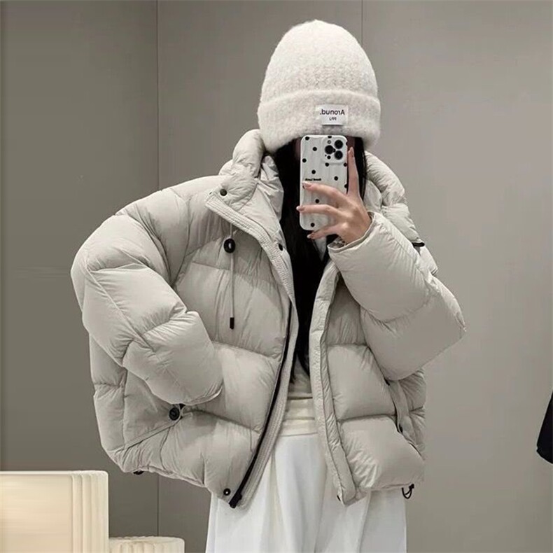 韩版连帽加厚白鸭绒羽绒服女短款2026新款泡芙感减龄保暖外套女,女装羽绒服,蓝诗依工厂店