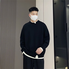 男士长袖红色毛衣圆领假两件新款潮流设计感针织衫MY217-P50，男装针织衫/毛衣，星座208-5