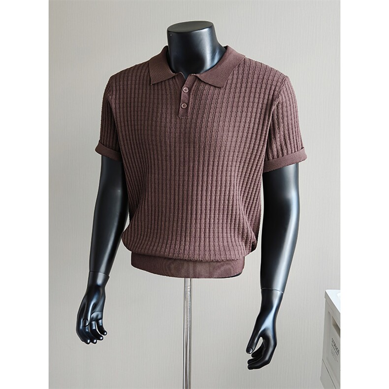 盗图老钱风新贵松弛感纯色翻领针织短袖POLO衫N6787/P58控88，男装T恤，电商A243