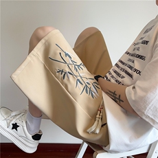 夏季新款新中式刺绣五分裤宽松百搭短裤B315-K24129-p35控48，男装牛仔裤，电商B315