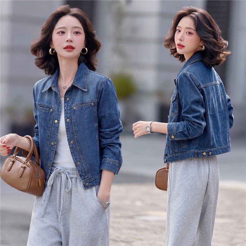 2026春新款复古洗水百搭小个子短款牛仔外套，女装短外套，瑶迪依秀