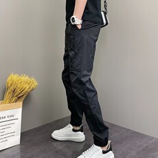2025年薄款潮流韩版痞帅束脚裤个性设计感拉链青年男士休闲裤，男装休闲裤，星座506A