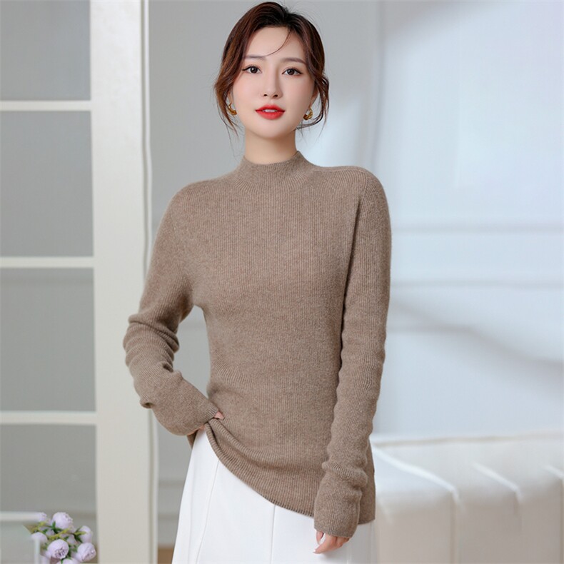 山羊绒衫女半高领秋季新款针织打底毛衣，女装羊绒衫，旭日羊绒