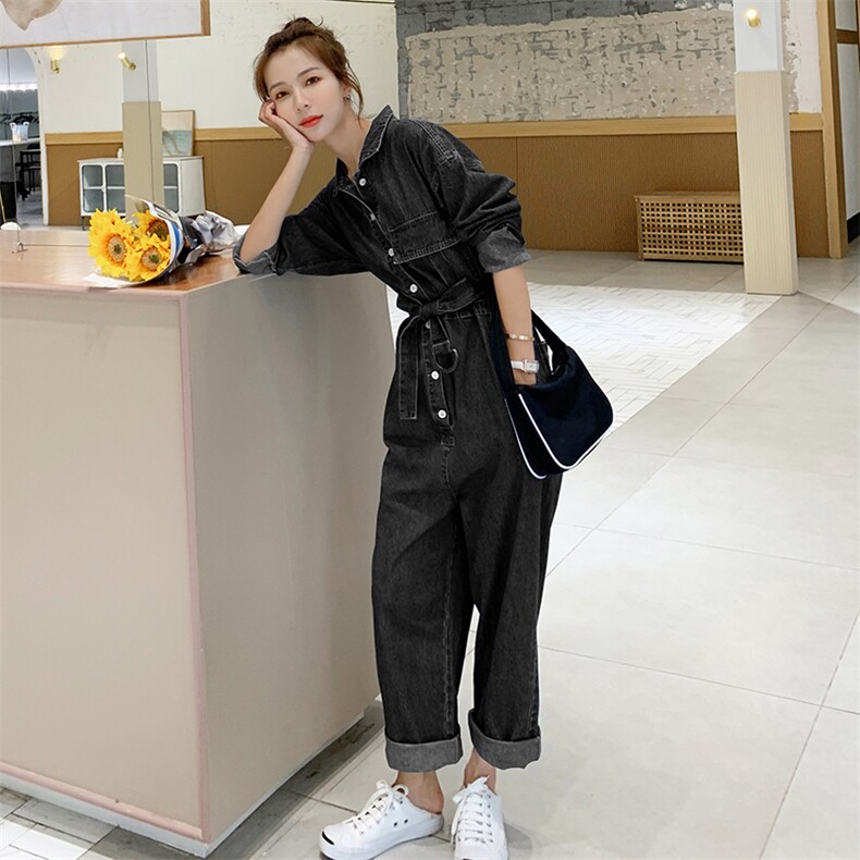 大货已出腰带阔腿连体裤163-1012-P120-控178，女装牛仔裤，拾菱