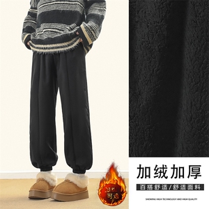 秋冬羊羔绒男士裤宽松潮流加绒加厚保暖束脚裤K77-1特批-40图片