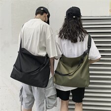 0535新款纯色尼龙港风潮牌大容量男女单肩包复古百搭斜挎包，鞋类箱包男包，星座510A-2