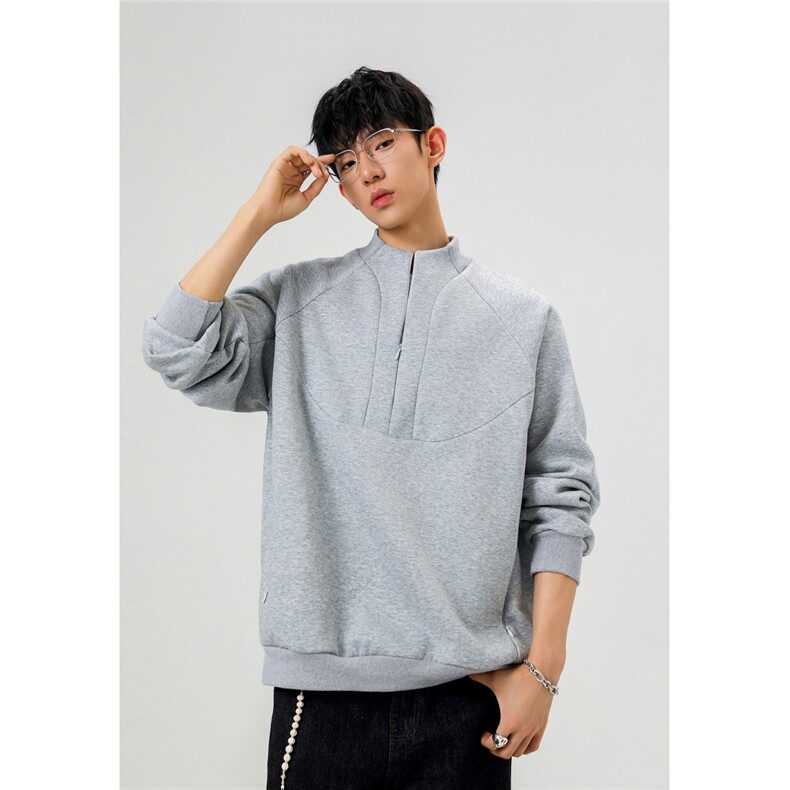 2026春季新款半拉链结构拼接设计感立领卫衣WY933-P55控88，男装卫衣，电商A072