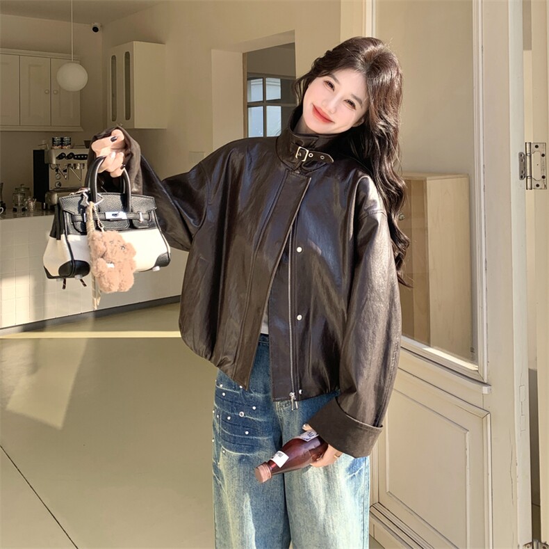 已出大货【26春新款】皮衣外套2D001-6767-P165-K268,女装短外套,2D001