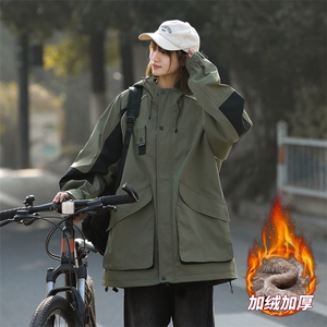 大码加绒加厚拼接冲锋衣夹克男女保暖上衣外套A406 A155  特P95图片