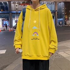 WY2141-P35加绒款-P40纯棉连帽卫衣男大码运动帽衫宽松薄外套男，男装卫衣，电商A040