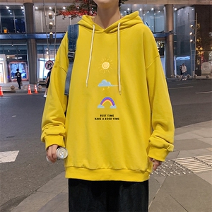 WY2141-P35 加绒款-P40 纯棉连帽卫衣男大码运动帽衫宽松薄外套男图片
