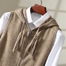 2025舒适百搭简约秋冬新款马甲拉链帽衫舒适，男装羊绒套衫，蒙亿羊绒