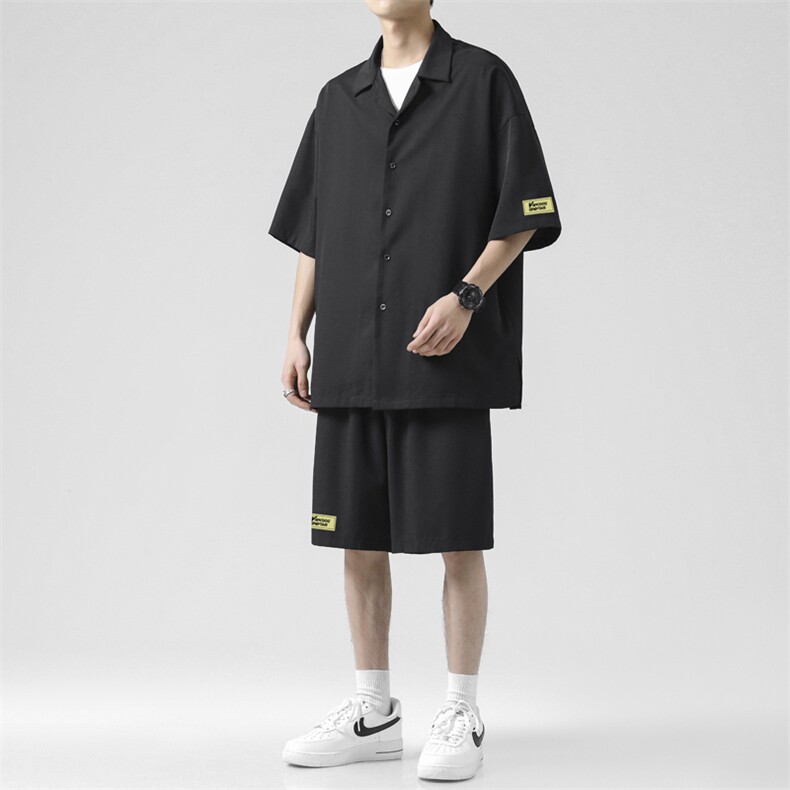 冰丝休闲套装男搭配帅气夏季薄款潮牌运动衣服TZ006-特批-60,男装休闲套装,星座718-1