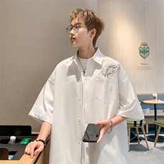 万针刺绣新中式风衬衫梅花刺绣冰丝垂感衬衣C2433-P30，男装衬衫，星座1213