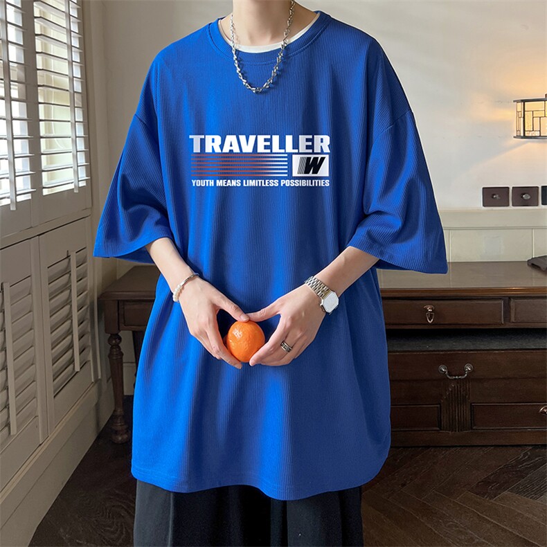 华夫格t恤男短袖男大码五分袖酒店风HT73359-P22,男装T恤,电商A040