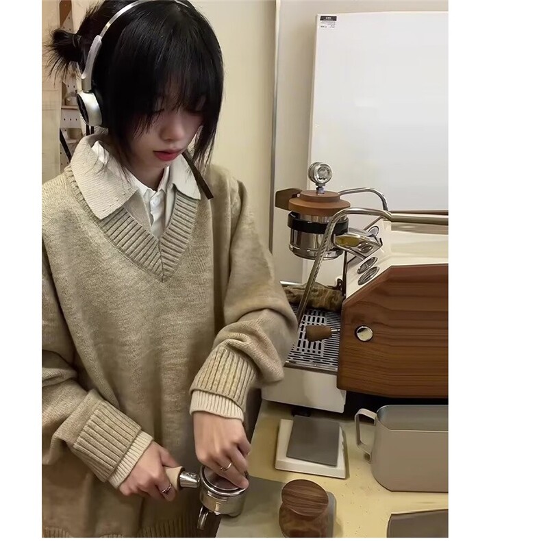 staythenight假两件v领毛衣男女款秋冬慵懒风高级感氛围针织衫,男装针织衫/毛衣,星座1008