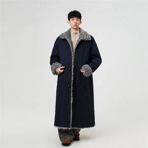 棉衣男中长款棉服冬季加厚保暖外套ins潮流超火冬装羊羔毛棉袄图片