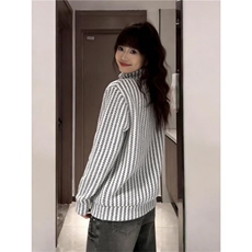 高品质春装新款老钱风美式高街鱼骨纹斜拉链解构高领卫衣长袖t恤，男装T恤，电商A486-1