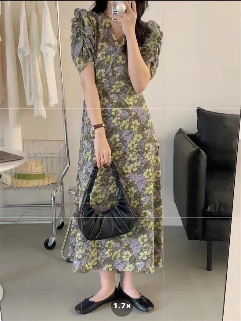 韩版碎花雪纺连衣裙，女装连衣裙，后来伽