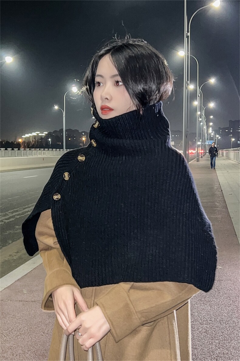 秋冬季羊毛休闲时尚百搭16支带扣披肩,饰品披肩,朝思羊绒