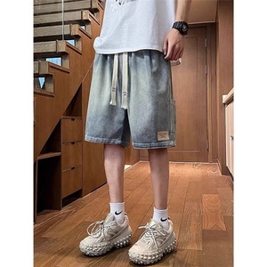 夏季薄款牛仔短裤男宽松休闲五分裤高街复古水洗ZA2073-P35图片