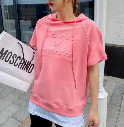 现货，戴帽短袖卫衣，女装卫衣/绒衫，E·贝空间