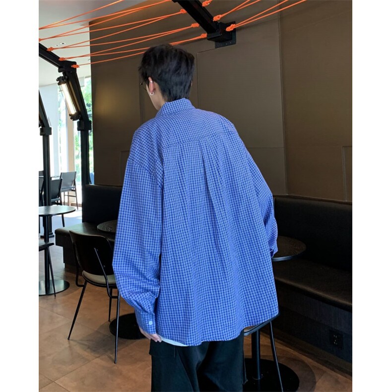 格子衬衫男士规港风潮流文艺帅气宽松2024秋冬ins外套CY981-P33,男装衬衫,星座412-2