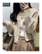 2024秋冬新款羊毛女士麻花加厚羊毛开衫，女装羊毛衫，胜酷羊绒