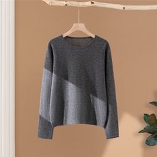 2025年秋季时尚百搭通勤简约休闲圆领卷边套头衫,女装羊绒衫,启东羊绒, 2025年秋季时尚百搭通勤简约休闲圆领卷边套头衫,女装羊绒衫,启东羊绒,