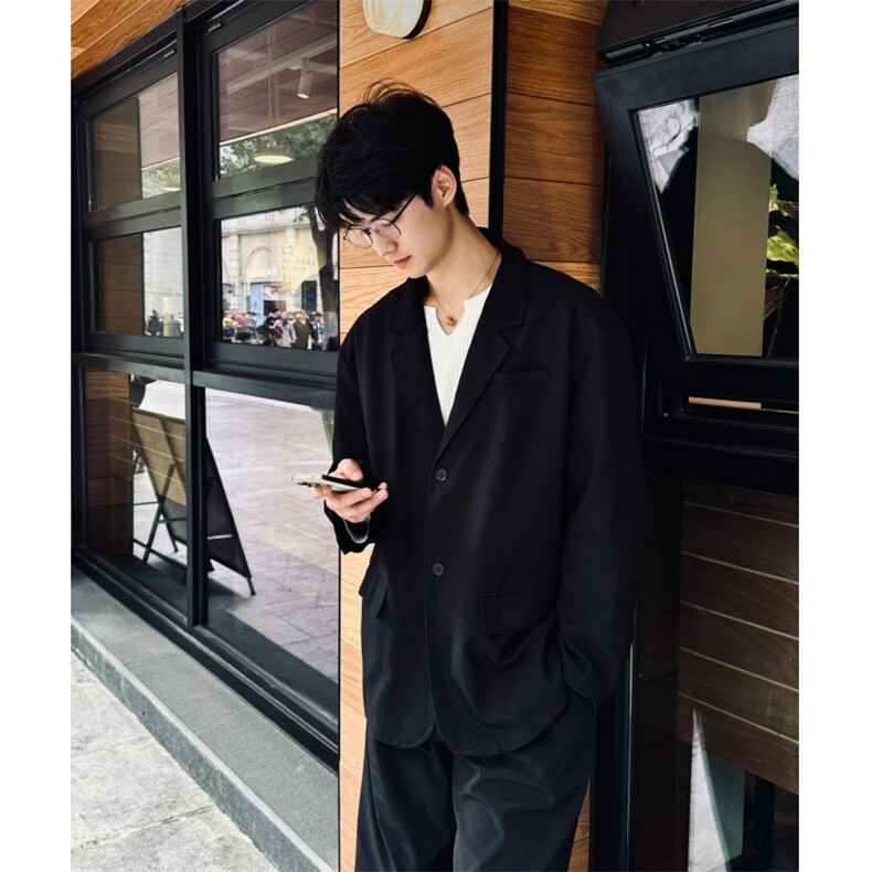 男士DK小西装套装韩版潮流垫肩休闲西服百搭职业正装外套黑色上衣，男装西服，星座601-1