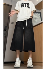 宽松潮流阔腿中裤子男美式复古夏季水洗牛仔七分裤-A2023TP38控68，男装牛仔裤，电商B241
