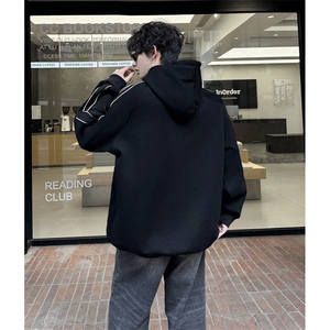 抖音得物二开高品质 25春装重磅全棉缉明线撞色连帽卫衣外套 CM39图片