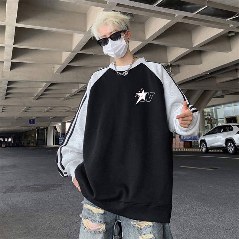抖音得物供货 提供视频 秋冬重磅美式宽松织带圆领卫衣0718图片