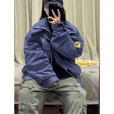 藏蓝色帆布外套底特律工装飞行员夹克棒球服JK783特P97，男装夹克，星座908-1