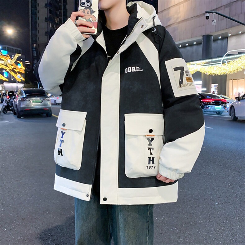 2024脏脏灰加厚棉衣青少年棉衣男士连帽外套,男装棉衣,星座1206（原A206）