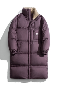 1白底美式复古潮牌中长款大码M-5XL过膝羽绒服男77930P258控378图片