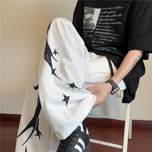 美式高街夏季涂鸦设计潮流百搭宽松休闲裤B315-K25441-特p30控58图片