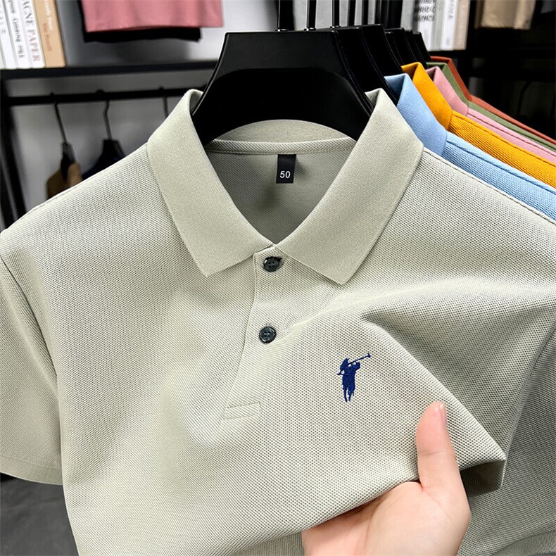 全棉丝光棉绣小保罗全棉短袖POLO,男装T恤,钱塘207-1
