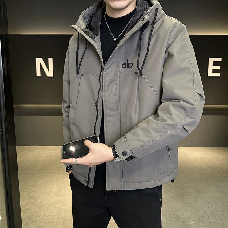 2025秋冬新款二棉加棉夹克连帽冲风衣男士外套棉服,男装风衣,星座414（原B263）