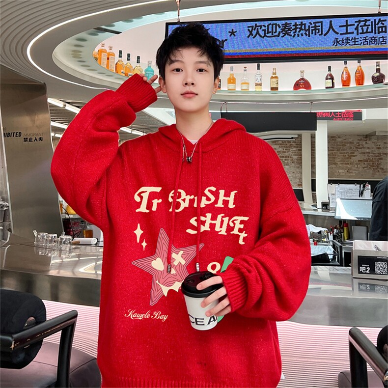 高品秋冬季连帽毛衣男复古慵懒风针织衫毛衣外套MYL3313-P65控88,男装针织衫/毛衣,电商B370