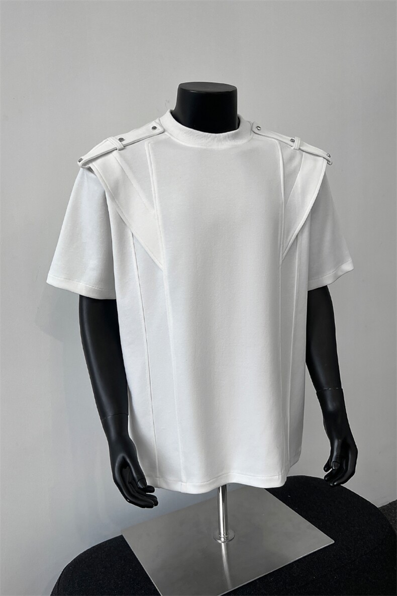 XZ514-2-T4-P48夏季短袖t恤男美式高街金属垫肩正肩潮牌半袖,男装T恤,星座514-2(原B239)