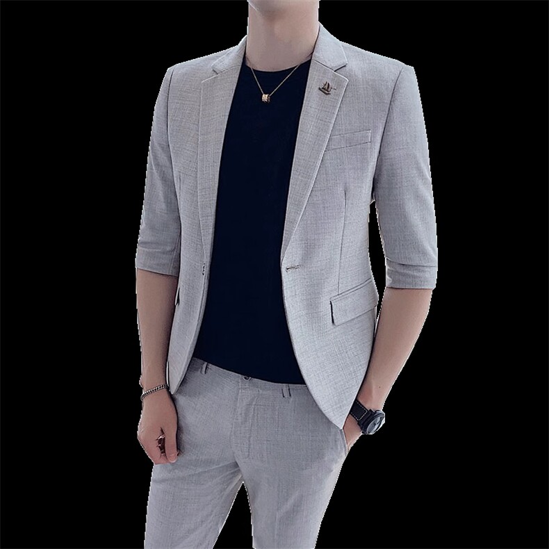 纯色夏季薄款中袖西装套装男装西服套装W2101,男装西服,星座1012