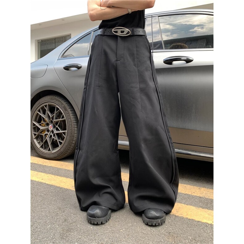 1506/QX15630/P56小个子高级感高腰显瘦宽松直筒垂感拖地阔腿裤,男装休闲裤,星座1506