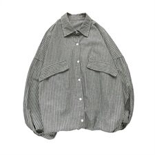 20秋季长袖条纹衬衫宽松休闲条纹衬衫男款舒适纯棉衬衫D200P35，男装衬衫，星座312B-1