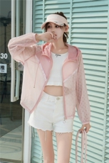 时尚拼接连帽防晒衣女2025新款夏季薄款透气宽松休闲防晒开衫外套，女装短外套，安之芮娜