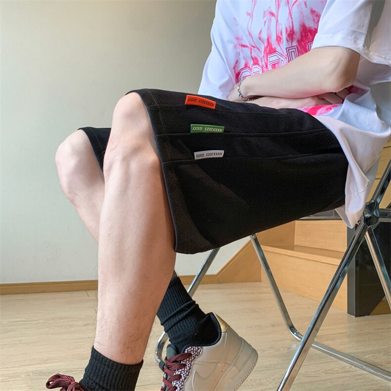 休闲短裤男韩版潮流贴标痞子帅气2024夏季新款ins五分裤K3763-P26,男装休闲裤,星座412-3