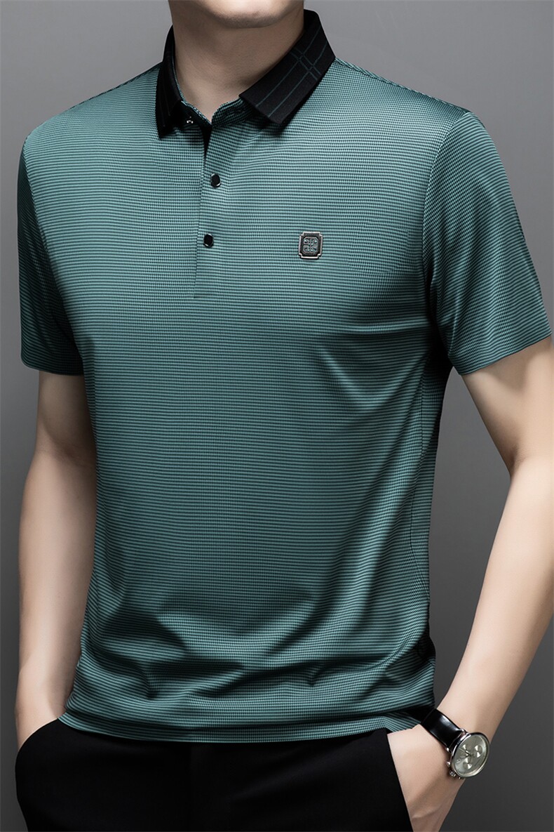 夏季男士短袖polo衫中青年休闲宽松翻领冰丝薄款T恤QSD1262-P60,男装Polo衫,星座1105-3