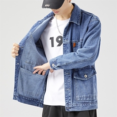 春秋牛仔夹克男潮流青年宽松百搭秋季大码外套JK150-p60现货外贸，男装夹克，星座224-1